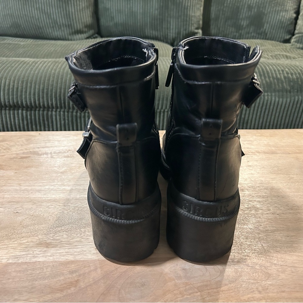 Circus by Sam Edelman | Black Leather Heeled Moto Boots | Women’s 10.5M - Picture 4 of 5